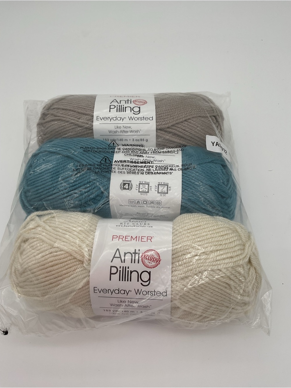 Lot of 3 Skeins Premier Anti Pilling Everyday Worsted Yarn for Annie’s Kit Club
